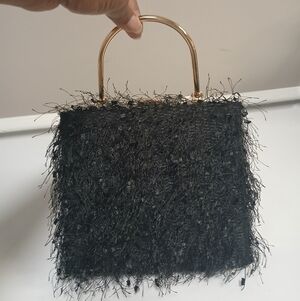 New! Chic Textured Mini Bag with Gold Handle Structured Evening Clutch 2 Colors